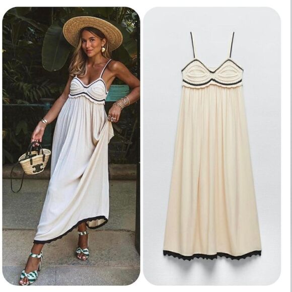 ZARA COMBINATION KNIT DRESS beach - Picture 1 of 15